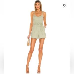 House of Harlow 1960 Sage Green Romper with Belt from Revolve